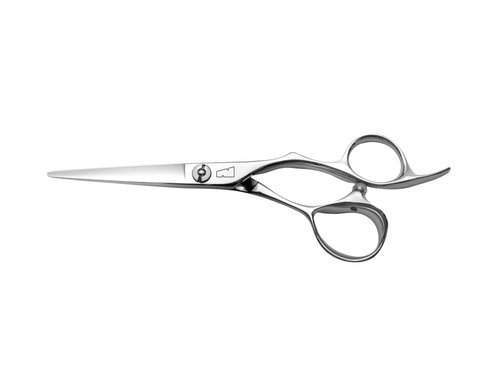 silver colored right handed hair scissor with black "N" logo