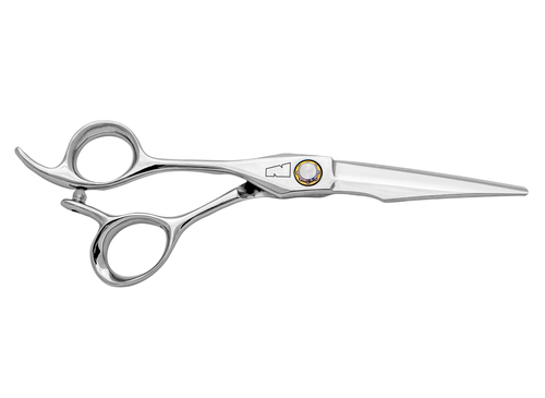 stainless left handed hair scissor with yellow ball bearing