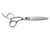 silver left handed scissors with black "N" logo and 40 teeth on one blade
