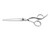 a silver right handed scissor with a "T" logo on the front