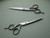 silver colored left handed hair scissor with black "N" logo against a light green background