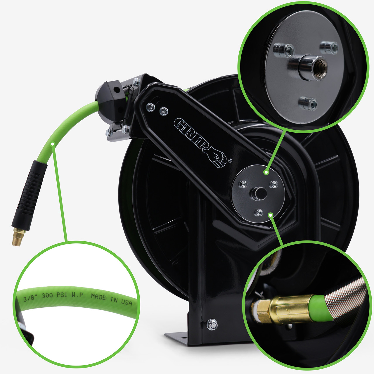 50' X 3/8" Industrial Air Hose Reel Black