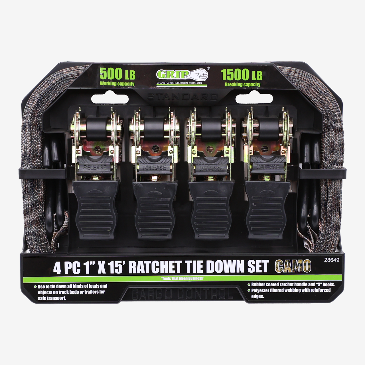 Camo Ratchet Tie Down Set (4-Piece)