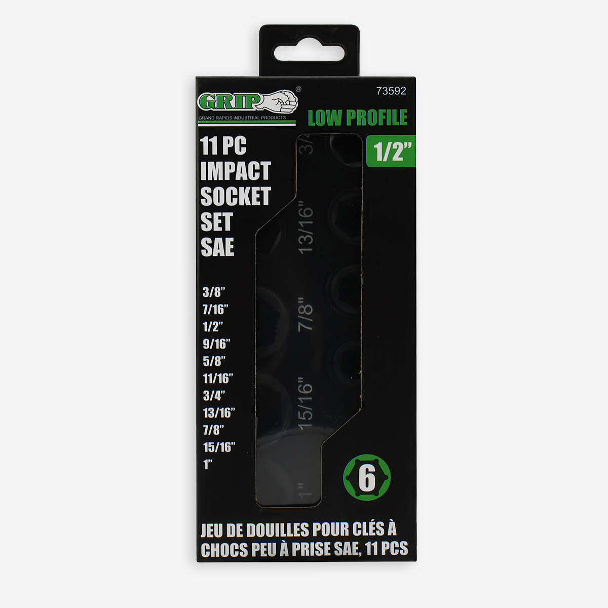 1/2" Low Profile Impact Socket Set SAE (11-Piece)