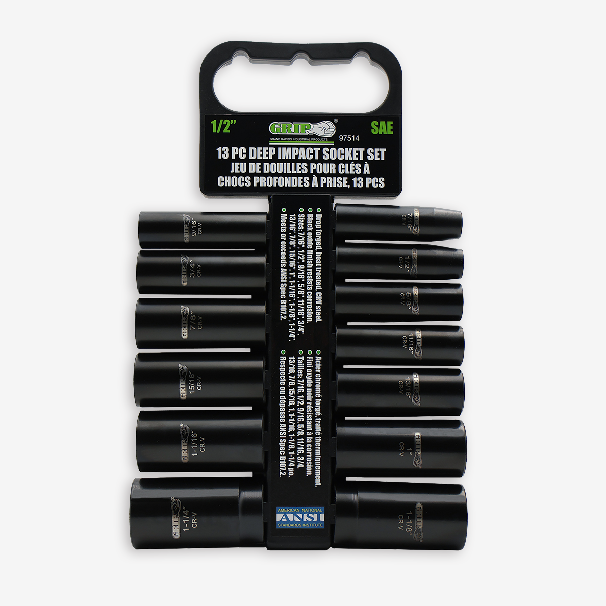 1/2" Deep Impact Socket Set SAE (13-Piece)