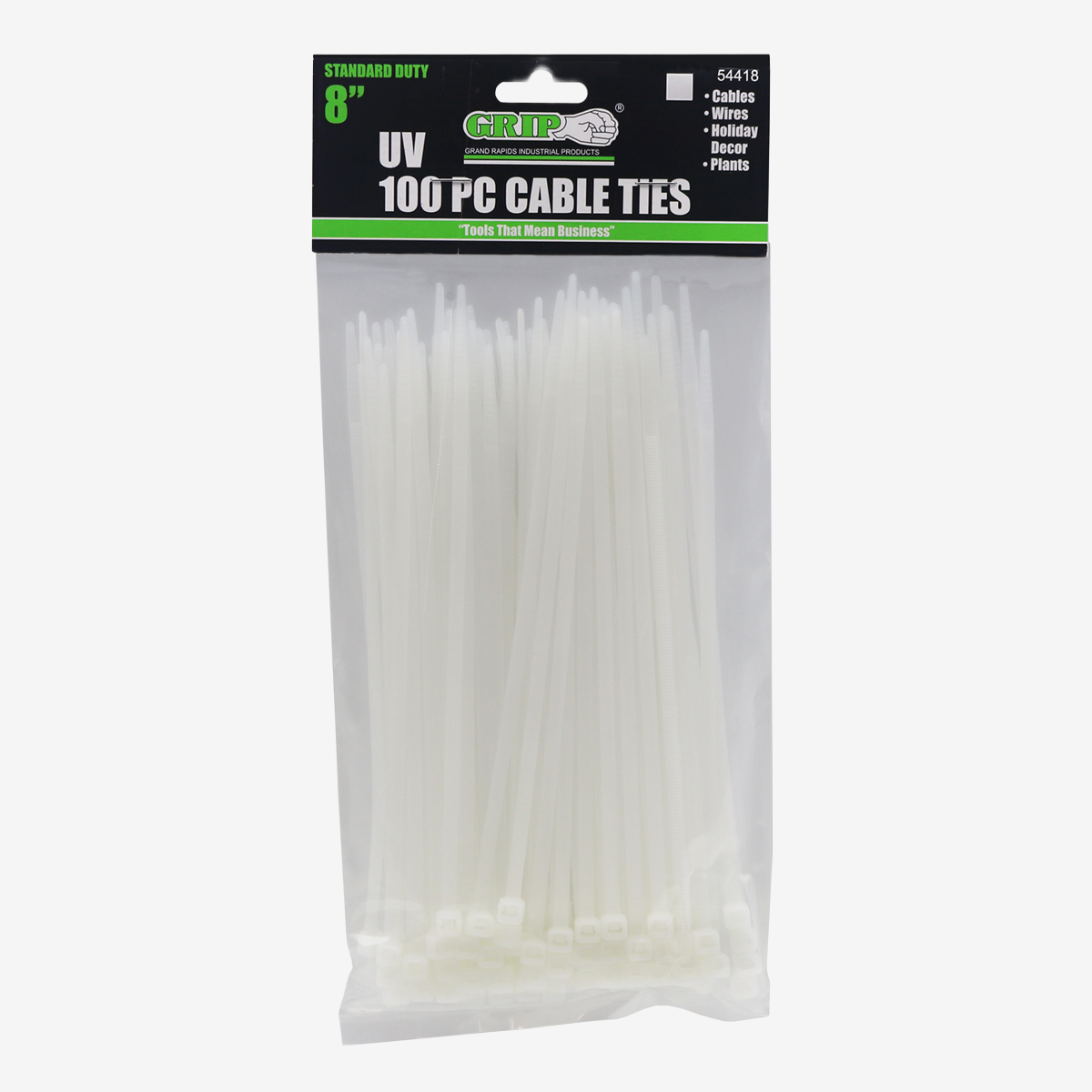 8" Standard Duty White Cable Tie Set (100-Piece)