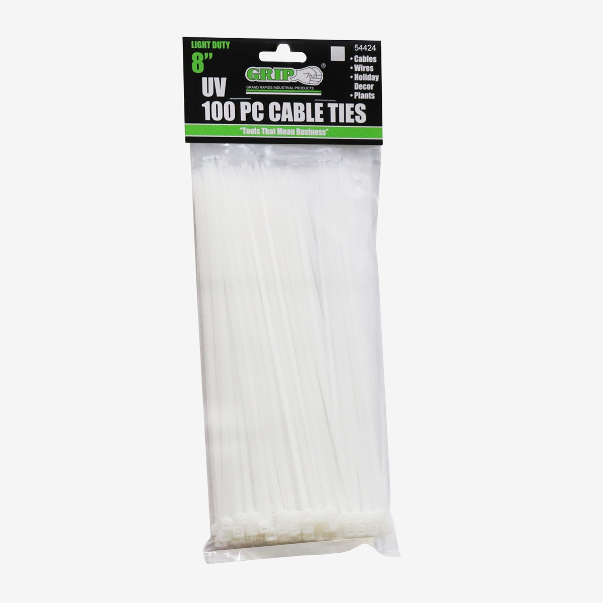 8" Light Duty White Cable Tie Set (100-Piece)