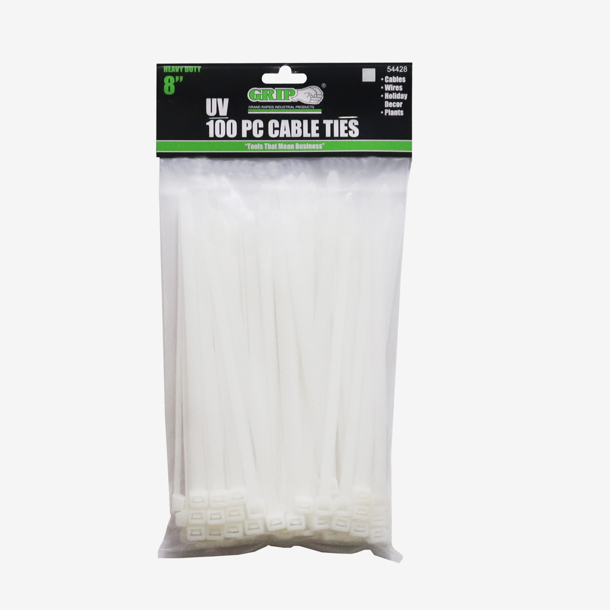 8" Heavy Duty White Cable Tie Set (100-Piece)