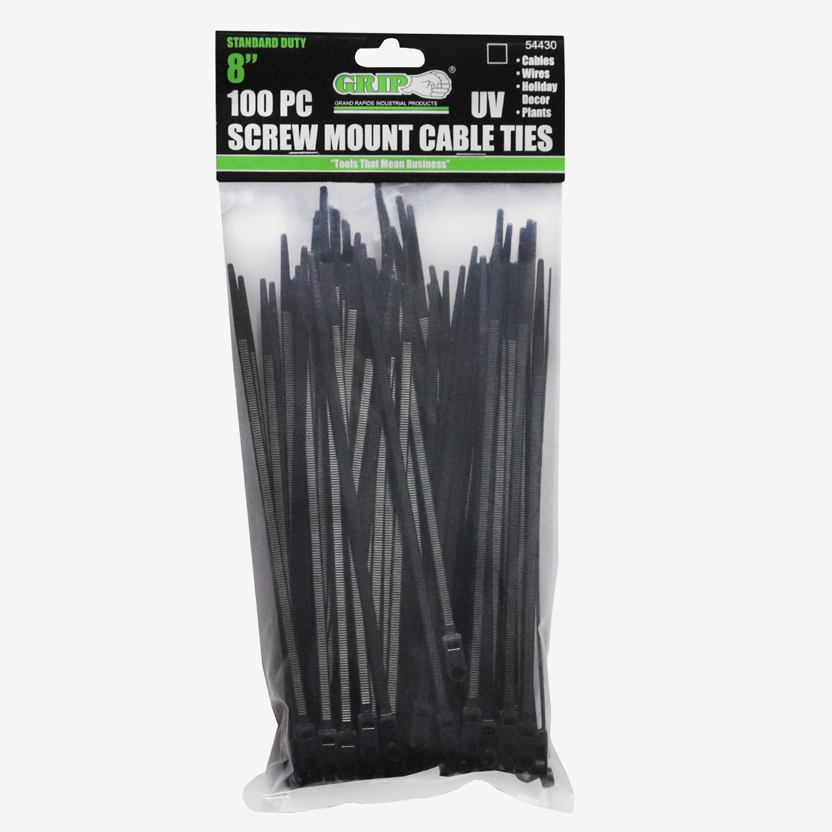 8" Screw Mount Black Cable Tie Set (100-Piece)