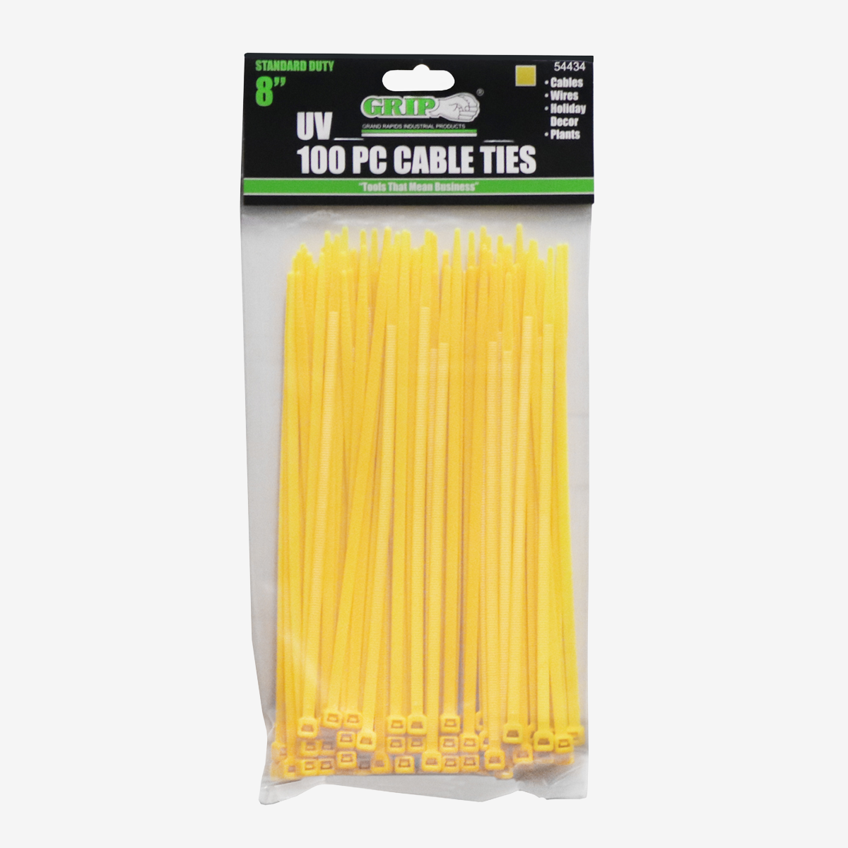8" Standard Duty Yellow Cable Tie Set (100-Piece)