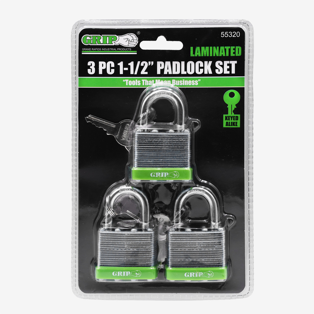 1-1/2" Laminated Steel Padlocks (3 Pack)