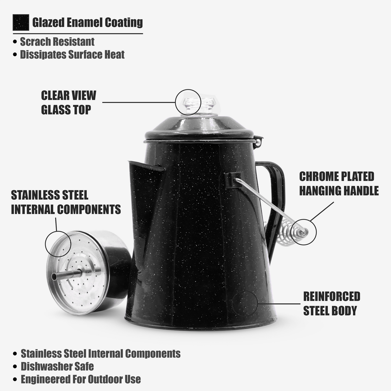 Large Enamel Coffee Percolator