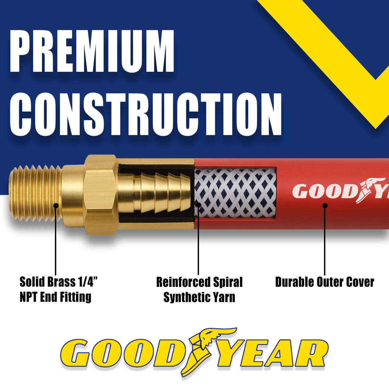 50' x 3/8" Rubber Air Hose