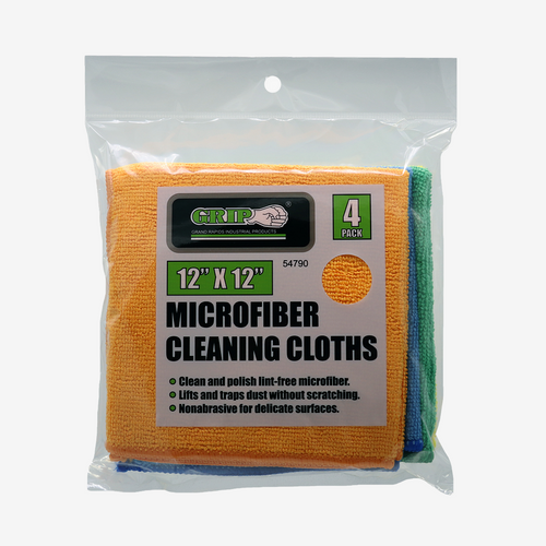 12" x 12" Lint-Free Microfiber Cleaning Cloths (4-Pack)
