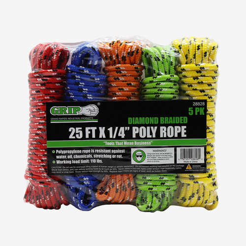 25' x 1/4" Poly Rope (5-Piece)