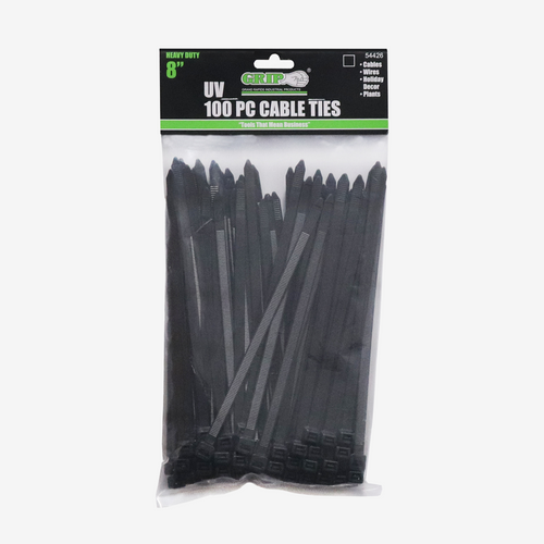 8" Heavy Duty Black Cable Tie Set (100-Piece)