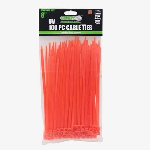 8" Standard Duty Orange Cable Tie Set (100-Piece)
