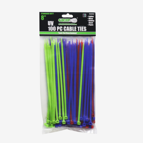8" Standard Duty Multi-Color Cable Tie Set (100-Piece)