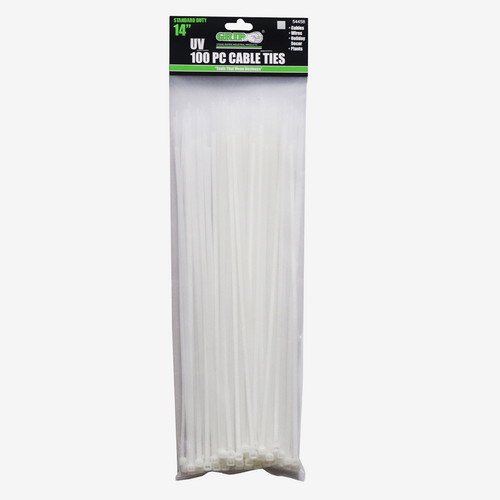 14" Standard Duty White Cable Tie Set (100-Piece)