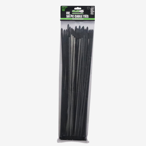18" Heavy Duty Black Cable Tie Set (50-Piece)