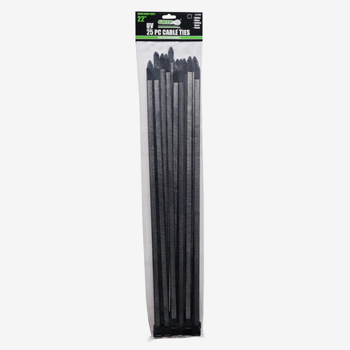 22" Super Heavy Duty Black Cable Tie Set (25-Piece)