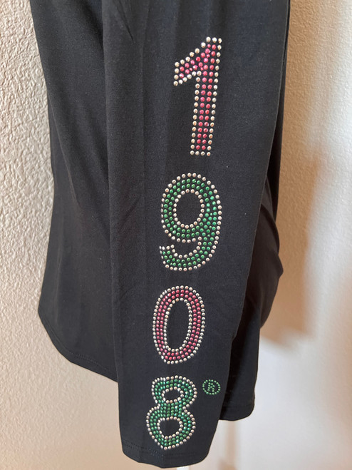 Long Sleeve AKA Rhinestone Shirt With 1908 on Sleeve