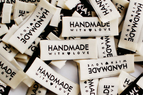 100 Pcs Cotton Woven Label Handmade with Love DIY Clothing Sewing Tag Decor  Accs