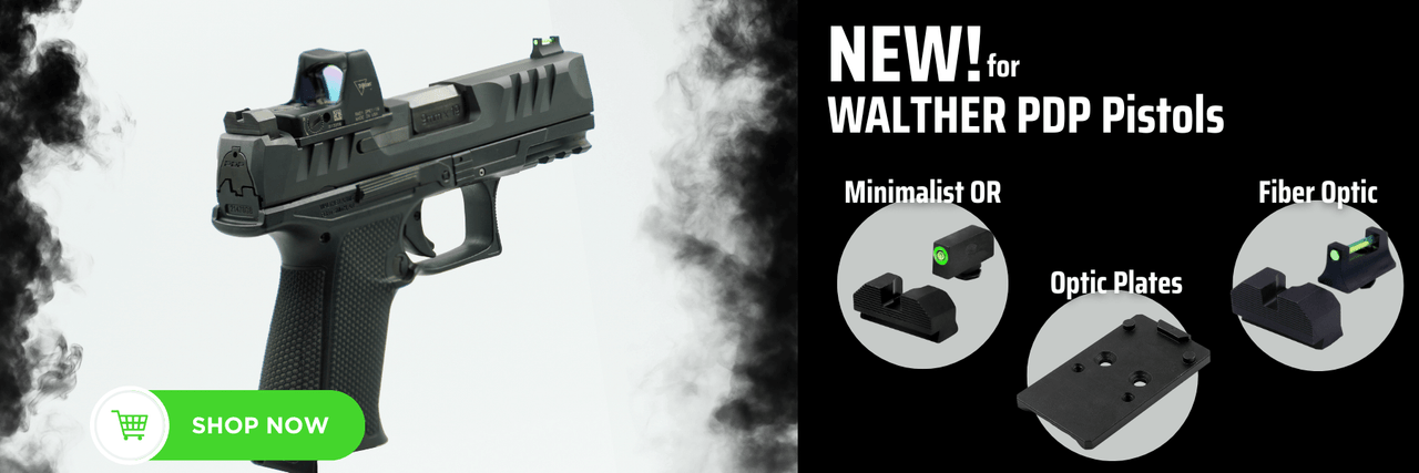 NEW! for WALTHER PDP Pistols: Minimalist OR Optic Plates, Fiber Optic