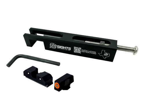 ECO glock sight install tool and orange R3D glock sights ECO glock sight install tool and orange R3D glock sights