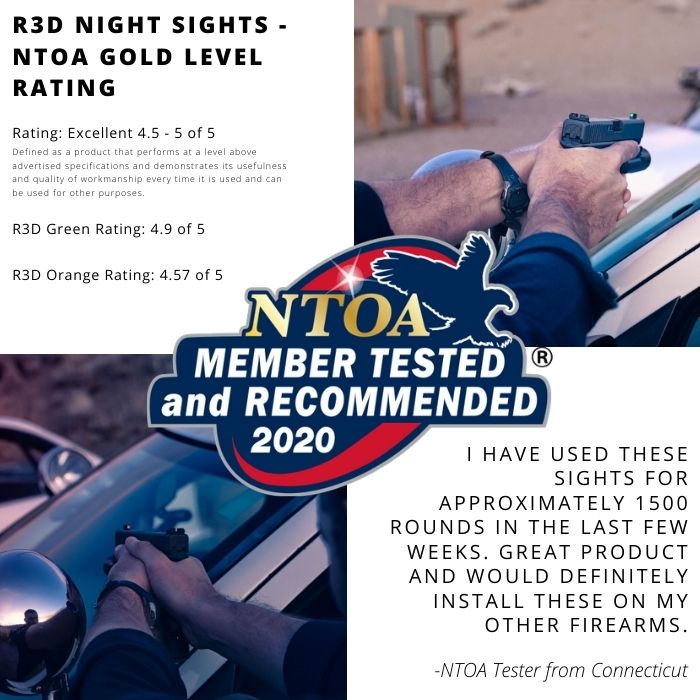 R3D Night Sights receive the Gold rating from the members of the NTOA for 2020 excellence