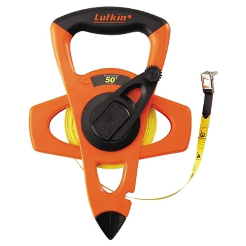 Crescent/Lufkin Hi-Viz Orange Reel Fiberglass Tapes, 1/2 in x 50 ft, 1/10 in Grad. (1 EA / EA)