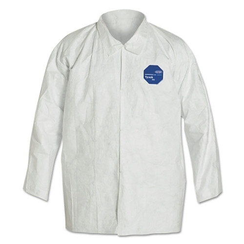 Tyvek 400 Front Snap Shirt with Collar and Open Wrists, Flashspun, White, 2X-Large (50 EA / CA)