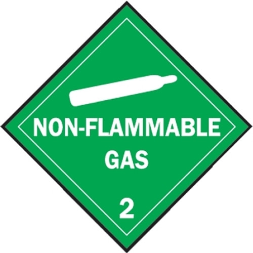 Vehicle Placards, Non-Flammable Gas, Green Background/White Text (1 EA)