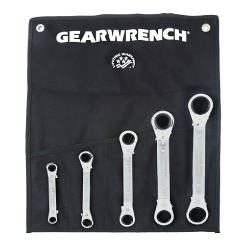 Apex 6 and 12 Point SAE 25 Degree Offset Laminated Ratcheting Box Wrench Sets, 5 Pc. (1 EA / EA)