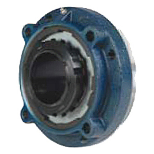 Timken QVCW19V307SEO - 4 Bolt Round Flange Cartridge; 3-7/16" Bore; 8.6" Bolt Circle; 6.1" Bolt Spacing; 1 Piece Solid; V Lock Mount; Cast Steel; Spherical Roller Bearing; 3.69" Length Thru Bore; Relubricatable; Triple Lip Urethane Seals
