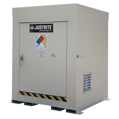 Justrite Non-Combustible Outdoor Safety Locker-Natural Draft Ventilation, (4) 55gal drums (1 EA/EA)