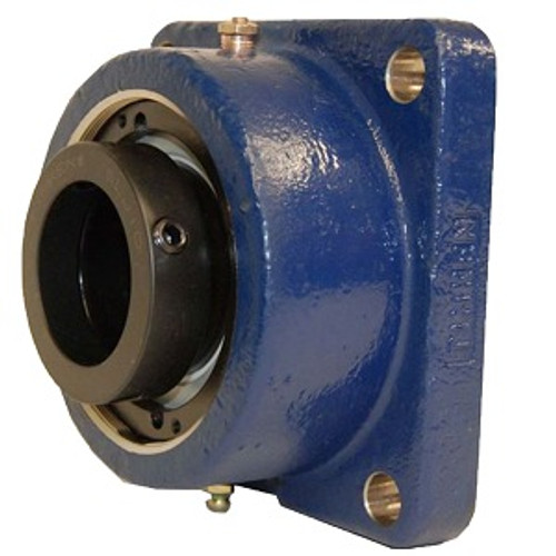 Timken QMFLP18J090SEO - 4 Bolt Square Flange Block; 90MM Bore; 241MM Bolt Circle; 170.7MM Bolt Spacing; 1 Piece Solid; Eccentric Collar Mount; Cast Steel; Spherical Roller Bearing; 102.4MM Length Thru Bore; Relubricatable; Triple Lip Contact Urethan
