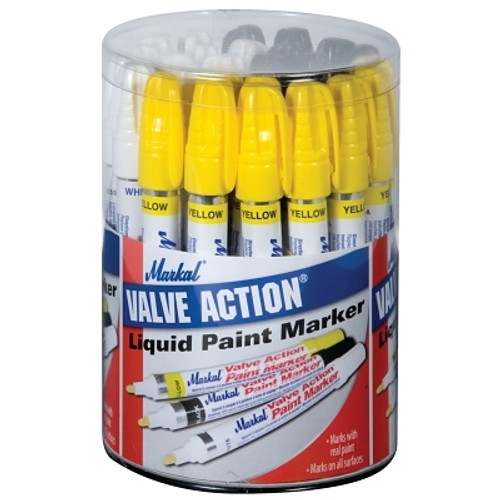 Markal Valve Action Paint Marker Counter Displays, White; Yellow; Black (1 CL / CL)