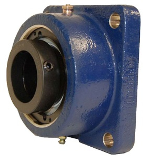 Timken QMFXP09J045SEO - 4 Bolt Square Flange Block; 45MM Bore; 140MM Bolt Circle; 98.8MM Bolt Spacing; 1 Piece Solid; Eccentric Collar Mount; Cast Steel; Spherical Roller Bearing; 72.9MM Length Thru Bore; Relubricatable; Triple Lip Contact Urethane