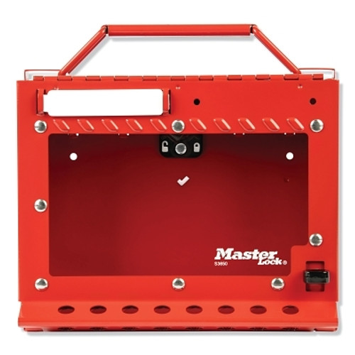 Red Steel Group Lockout Box, Max Number of Padlocks: 15, 6-7/8 in x 8-3/8 in (1 EA)