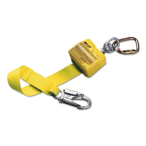 Retractable Webbing Lanyard, 10', Locking Snap, Snap Hook & Carabiner Connection (1 EA)