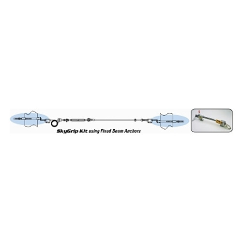 SkyGrip Wire Rope Lifeline Kit, with Two 8815-24 Fixed Beam Anchor (1 EA)