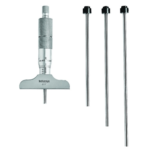 Mitutoyo Series 129 Depth Micrometers, 0 in-4 in, .0005 in (1 EA / EA)