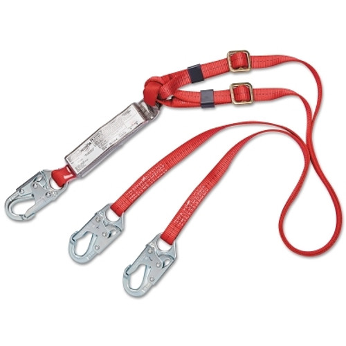 PRO Pack Adjustable 100 Tie-Off Shock Absorbing Lanyards, 6ft, Snaphook, 310lb (1 EA)