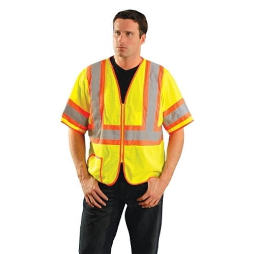 Class 3 Mesh Vests with Silver Reflective Tape, X-Large, Hi-Viz Yellow (1 EA)