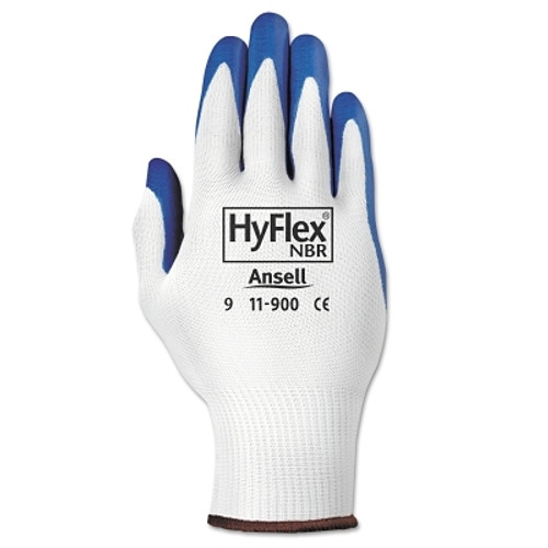 HyFlex NBR Gloves, 8, Blue/White (12 PR / DZ)