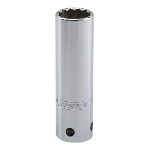 Proto Tether-Ready Drive Deep Sockets, 1/2 in Drive, 11/16 in, 3 1/4 in L, 12 Points (1 EA / EA)