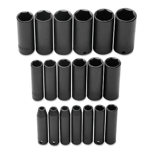Proto Torqueplus 19 Piece Metric Deep Socket Sets, 3/8 in, 6 Point (1 SET / SET)