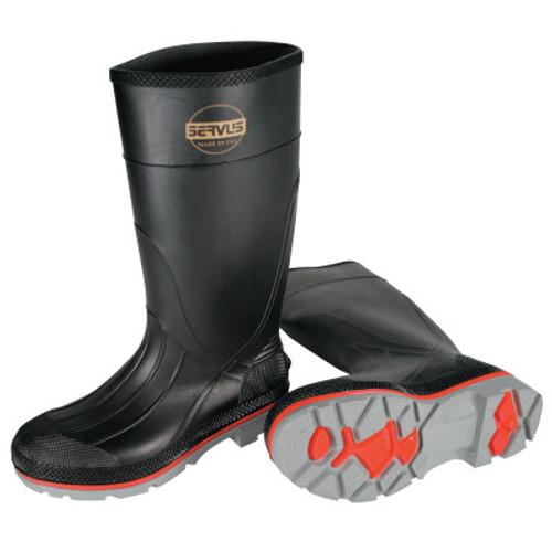 XTP PVC Plain Toe Boots, 15 in H, Size 5, Black/Red/Gray (1 PR / PR)
