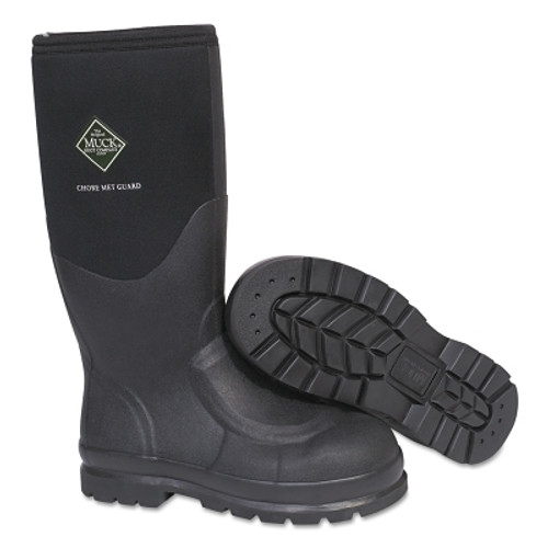 Chore Met Guard Boots, Size 10, 16 in H, Rubber, Black (1 PR / PR)